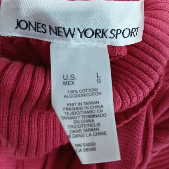 WOMENS JONES NEW YORK SPORT RIBBED TURTLENECK SWEATER, BERRY PINK, SIZE LARGE - Picture 5 of 8